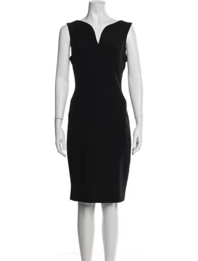 Pre-owned Milly V-neck Knee-length Dress In Black