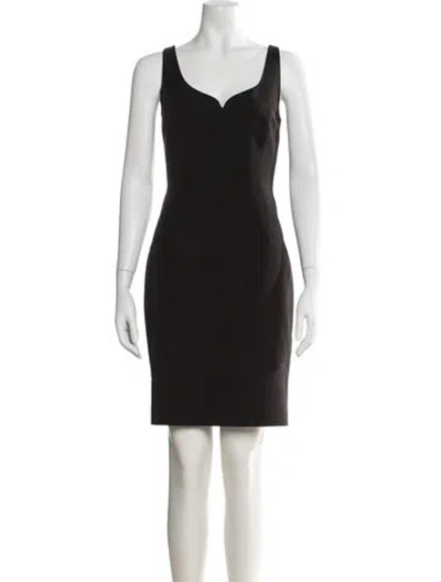Pre-owned Milly V-neck Knee-length Dress In Black