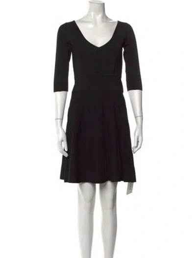 Pre-owned Milly V-neck Knee-length Dress In Black