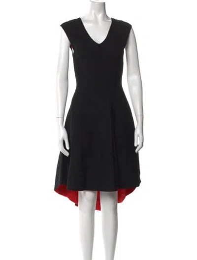 Pre-owned Milly V-neck Knee-length Dress In Black