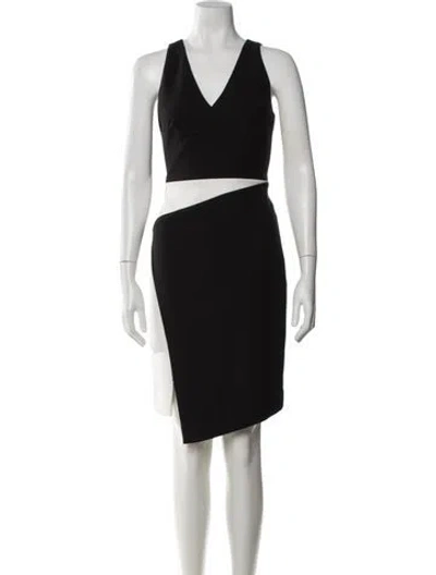 Pre-owned Milly V-neck Knee-length Dress In Black