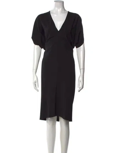 Pre-owned Milly V-neck Knee-length Dress In Black
