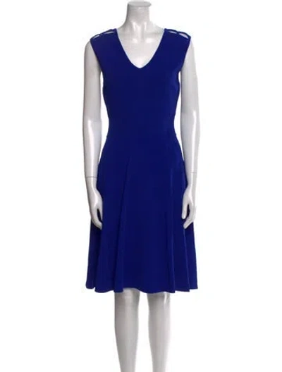 Pre-owned Milly V-neck Knee-length Dress In Blue