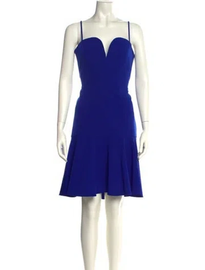 Pre-owned Milly V-neck Knee-length Dress In Blue