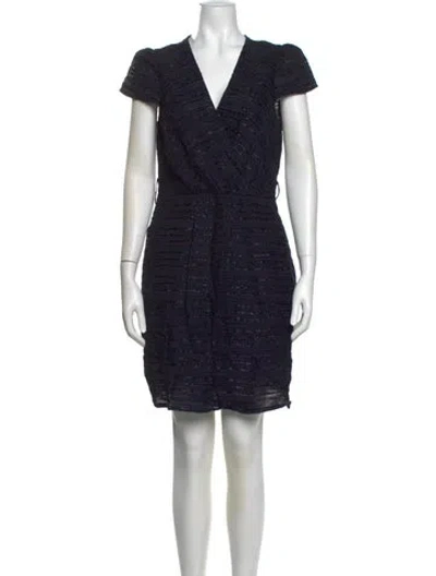 Pre-owned Milly V-neck Knee-length Dress In Blue
