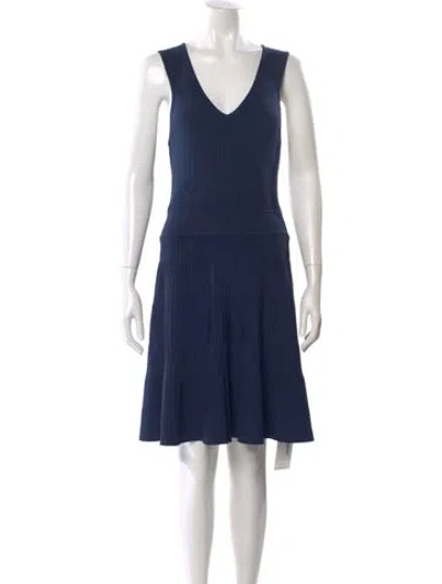 Pre-owned Milly V-neck Knee-length Dress In Blue