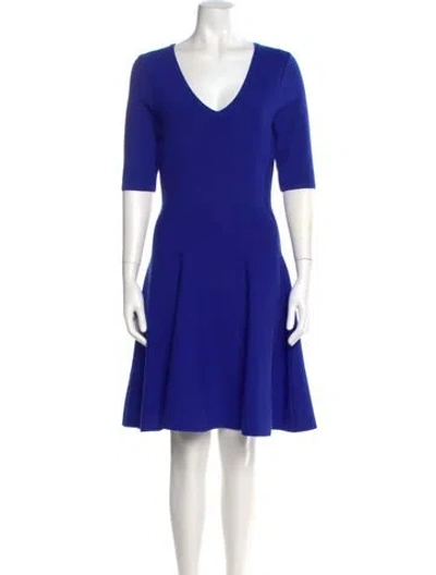 Pre-owned Milly V-neck Knee-length Dress In Blue