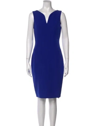 Pre-owned Milly V-neck Knee-length Dress In Blue