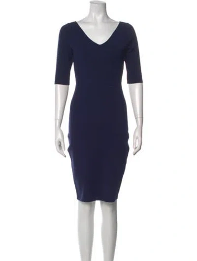 Pre-owned Milly V-neck Knee-length Dress In Blue