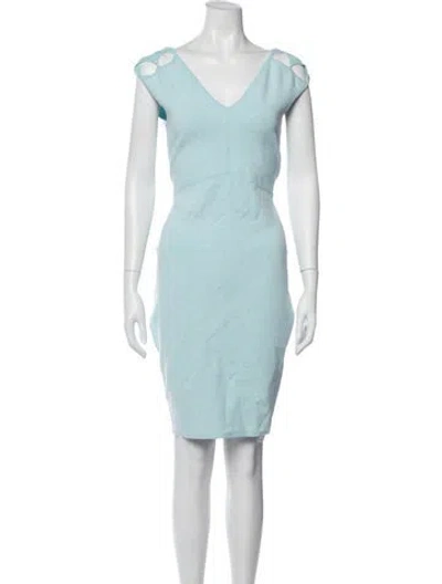 Pre-owned Milly V-neck Knee-length Dress In Blue