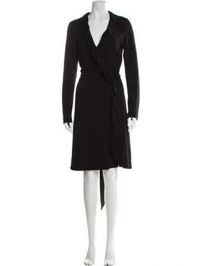 Pre-owned Milly V-neck Knee-length Dress In Blue