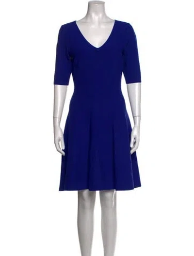 Pre-owned Milly V-neck Knee-length Dress In Blue