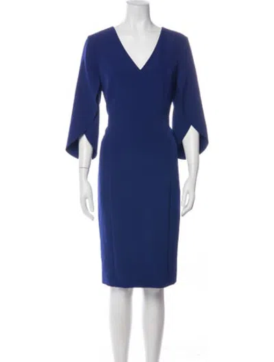Pre-owned Milly V-neck Knee-length Dress In Blue