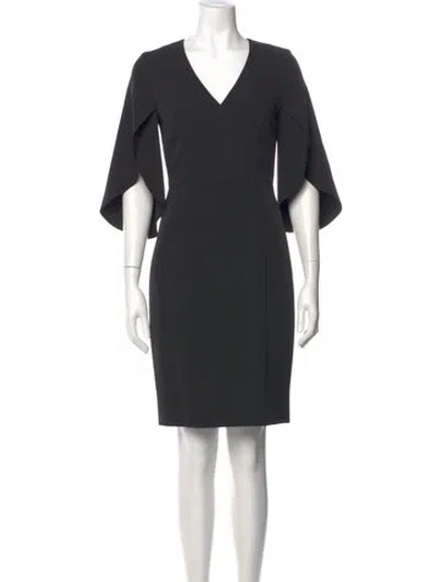Pre-owned Milly V-neck Knee-length Dress In Gray