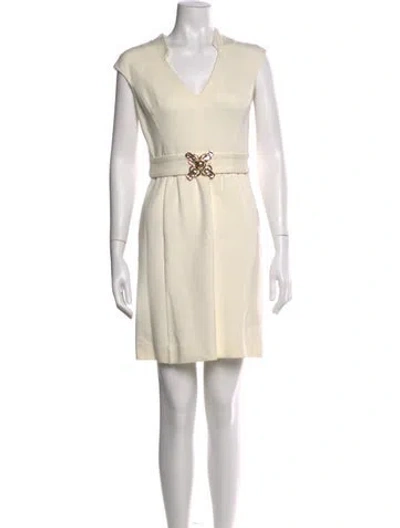 Pre-owned Milly V-neck Knee-length Dress In Neutral
