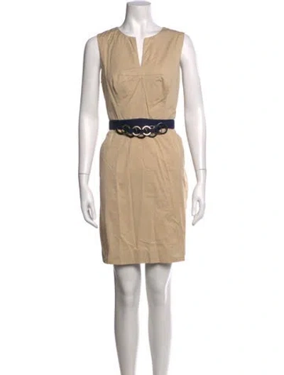 Pre-owned Milly V-neck Knee-length Dress In Neutral