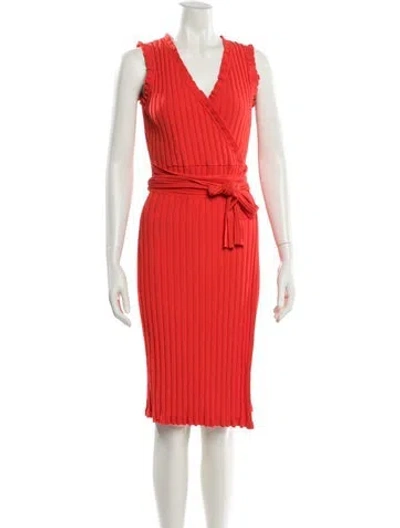 Pre-owned Milly V-neck Knee-length Dress In Orange