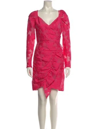 Pre-owned Milly V-neck Knee-length Dress In Pink