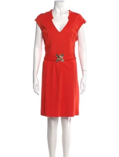 Pre-owned Milly V-neck Knee-length Dress In Pink