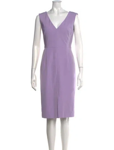 Pre-owned Milly V-neck Knee-length Dress In Purple