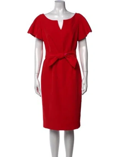 Pre-owned Milly V-neck Knee-length Dress In Red