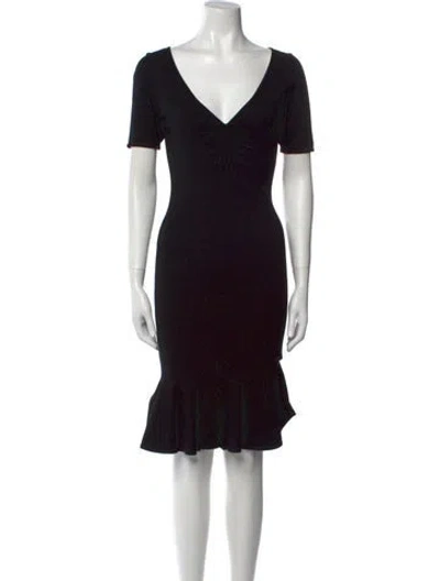 Pre-owned Milly V-neck Knee-length Dress W/ Tags In Black