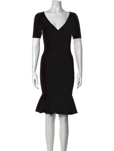 Pre-owned Milly V-neck Knee-length Dress W/ Tags In Black