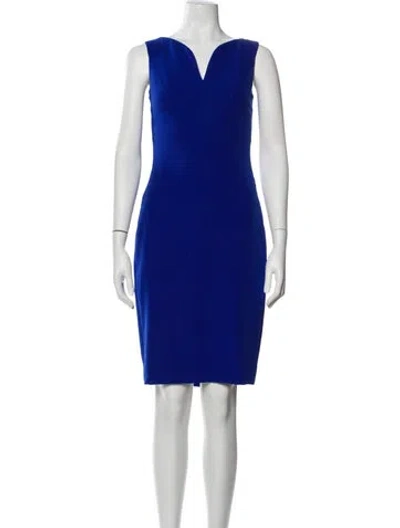 Pre-owned Milly V-neck Knee-length Dress W/ Tags In Blue