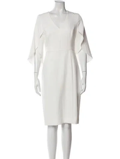 Pre-owned Milly V-neck Knee-length Dress In White