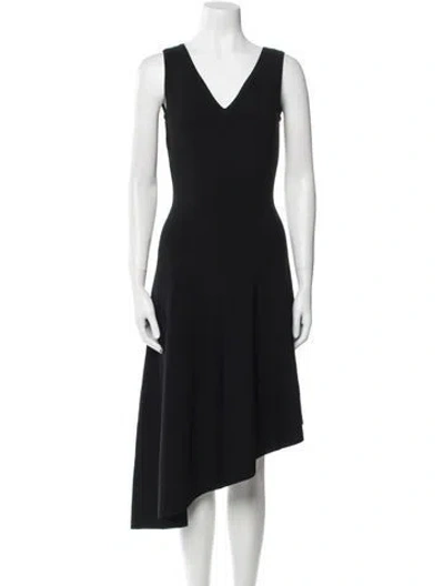 Pre-owned Milly V-neck Long Dress In Black