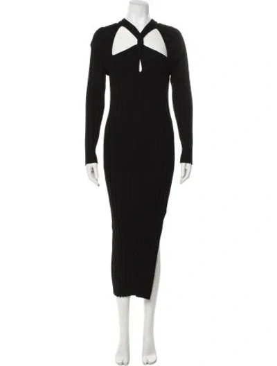 Pre-owned Milly V-neck Long Dress In Black