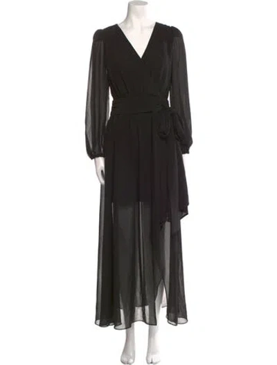 Pre-owned Milly V-neck Long Dress In Black