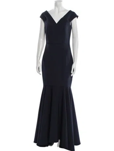 Pre-owned Milly V-neck Long Dress In Blue