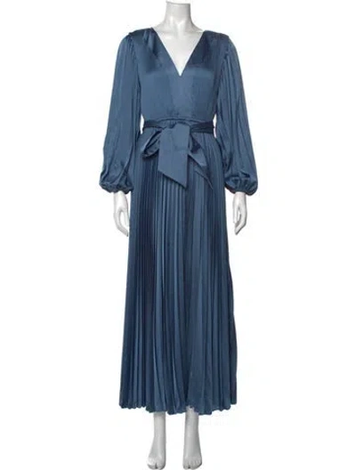 Pre-owned Milly V-neck Long Dress In Blue