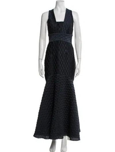 Pre-owned Milly V-neck Long Dress In Blue