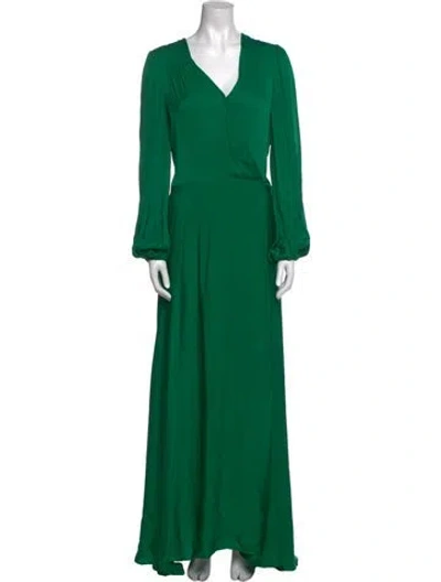 Pre-owned Milly V-neck Long Dress In Green