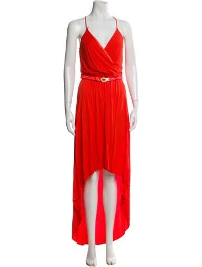 Pre-owned Milly V-neck Long Dress In Orange