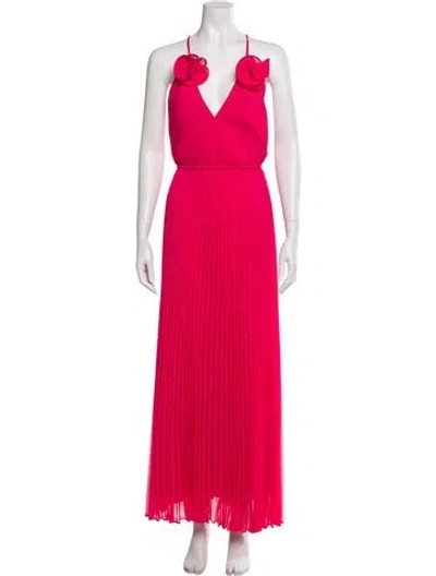 Pre-owned Milly V-neck Long Dress In Pink
