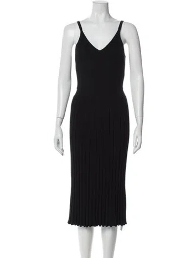 Pre-owned Milly V-neck Long Dress W/ Tags In Black