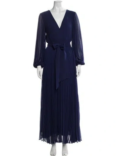 Pre-owned Milly V-neck Long Dress W/ Tags In Blue