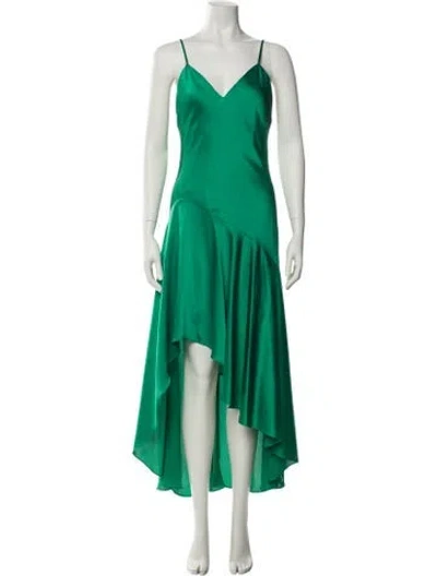 Pre-owned Milly V-neck Long Dress W/ Tags In Green