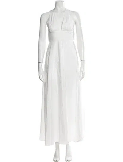 Pre-owned Milly V-neck Long Dress In White