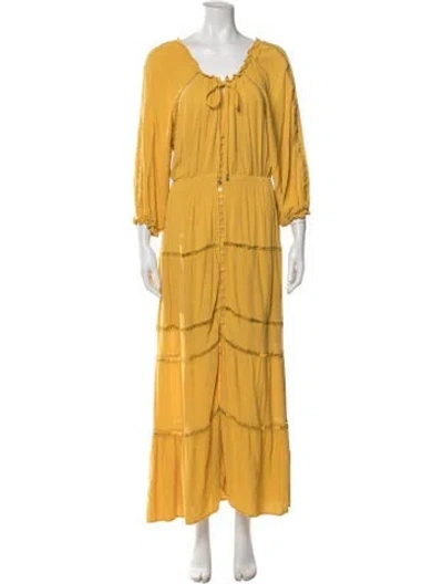 Pre-owned Milly V-neck Long Dress In Yellow