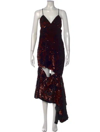 Pre-owned Milly V-neck Midi Length Dress In Black