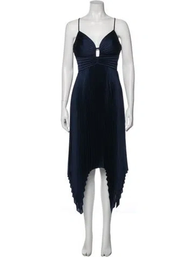 Pre-owned Milly V-neck Midi Length Dress In Blue