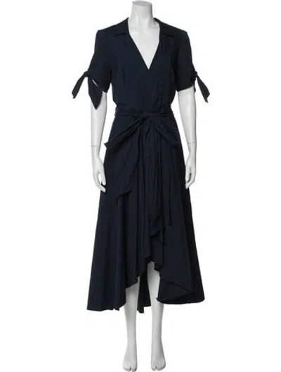Pre-owned Milly V-neck Midi Length Dress In Blue