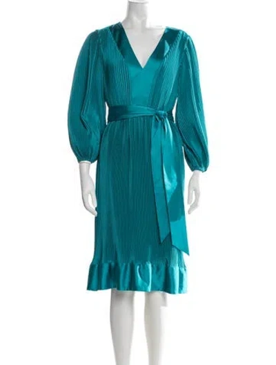 Pre-owned Milly V-neck Midi Length Dress In Blue