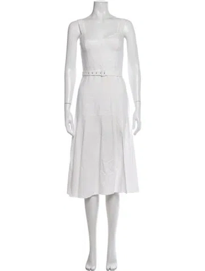 Pre-owned Milly V-neck Midi Length Dress In Metallic/white