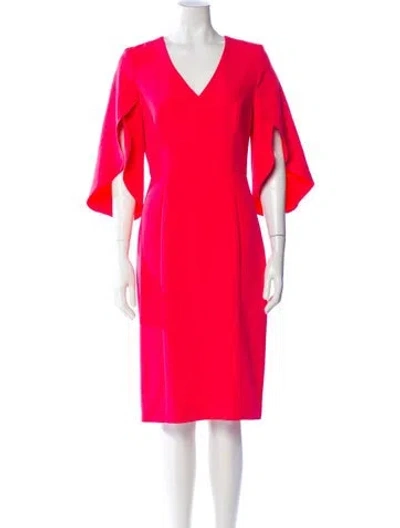 Pre-owned Milly V-neck Midi Length Dress In Pink