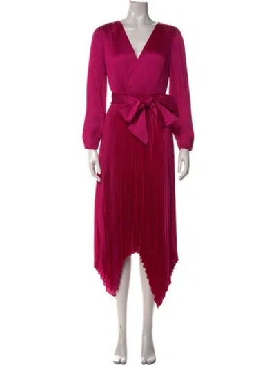 Pre-owned Milly V-neck Midi Length Dress In Pink